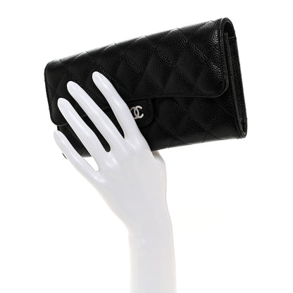 Chanel Caviar Quilted Large Gusset Flap Wallet Black 2 of 9