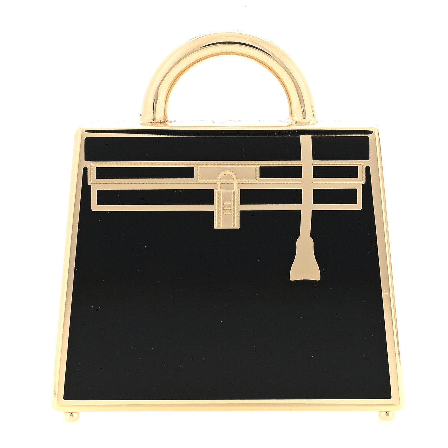 Hermes Lacquered Permabrass Kelly Curiosite Charm Black 1 of 3