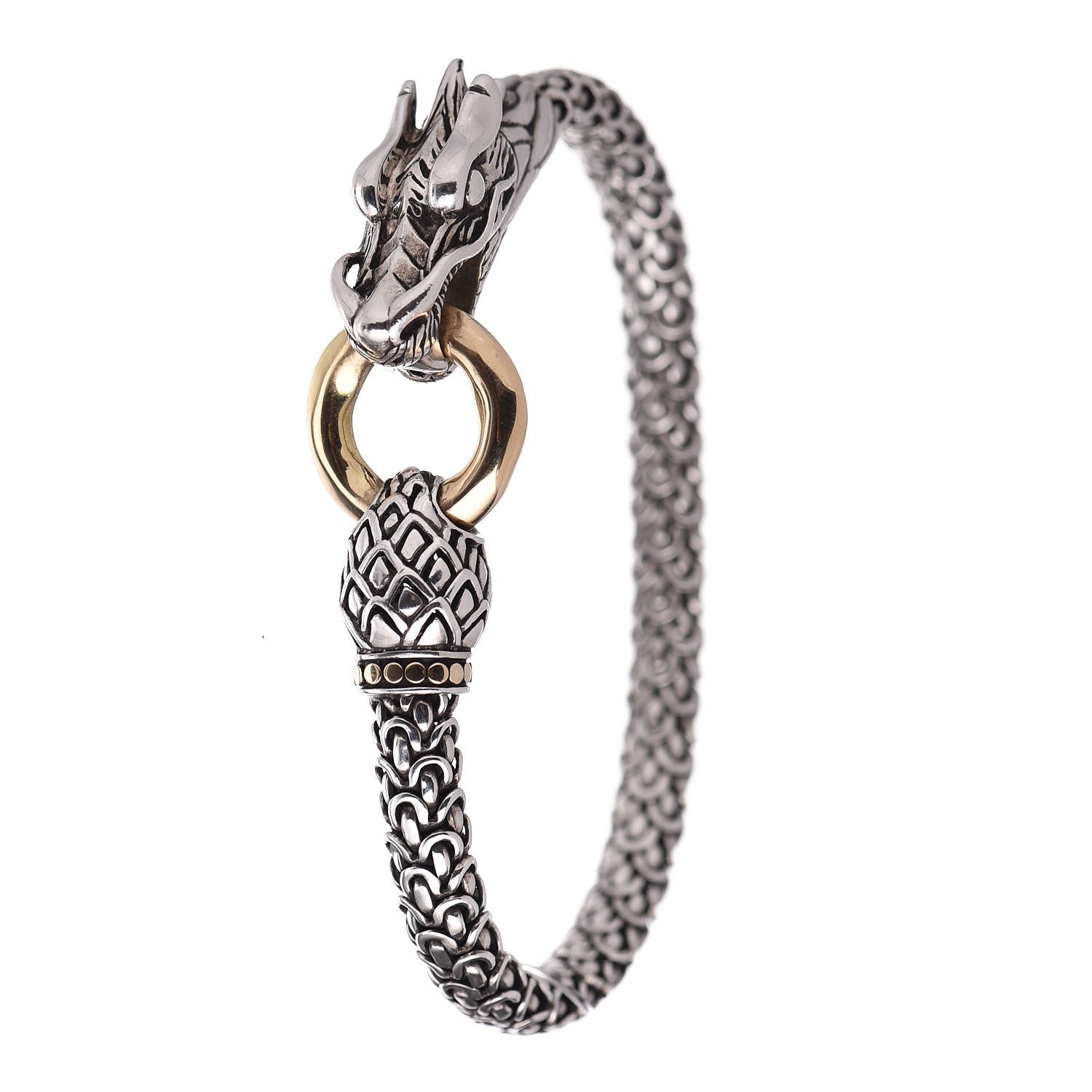 John Hardy Sterling Silver 18K Yellow Gold 6mm Naga Dragon Bracelet 1 of 7