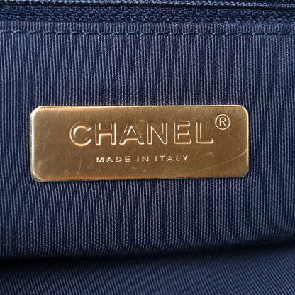 Chanel Goatskin Quilted Maxi Chanel 19 Flap Navy Blue 6 of 10