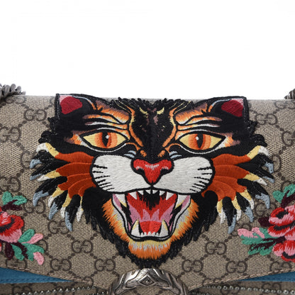 Gucci GG Supreme Monogram Angry Cat Embroidered Medium Dionysus Shoulder Bag Beige Ultramarine 8 of 14