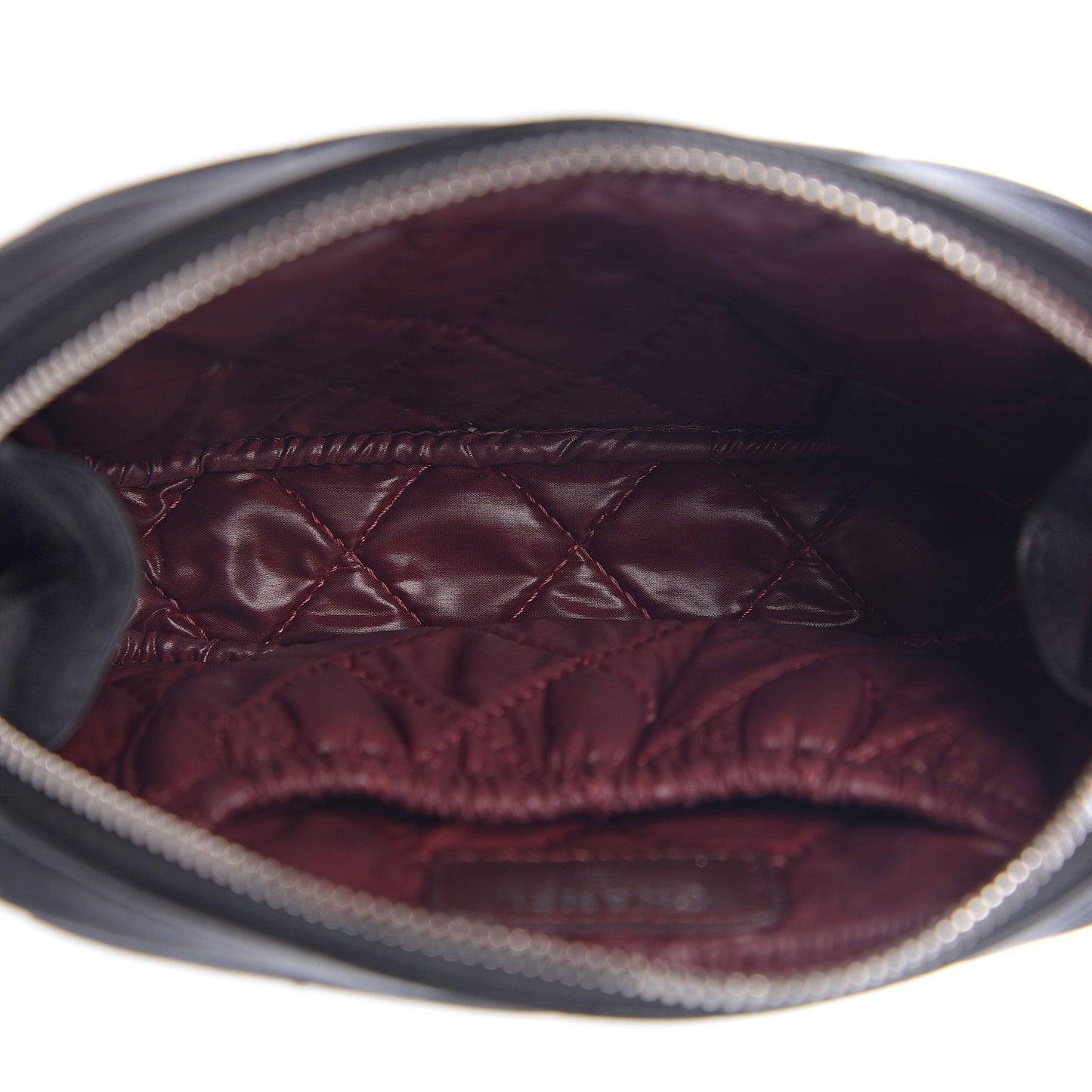 Lambskin Quilted Small Curvy Pouch Cosmetic Case Black