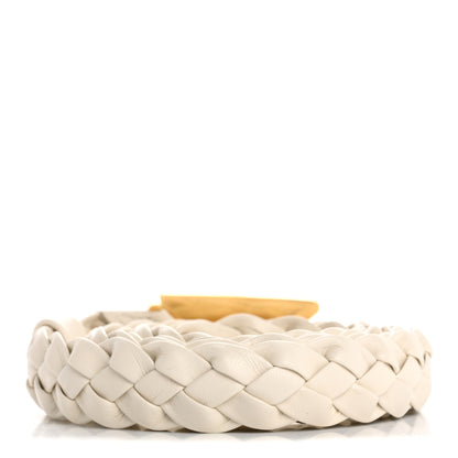 Prada Nappa Braided Triangle Logo Belt 80 32 White 2 of 6