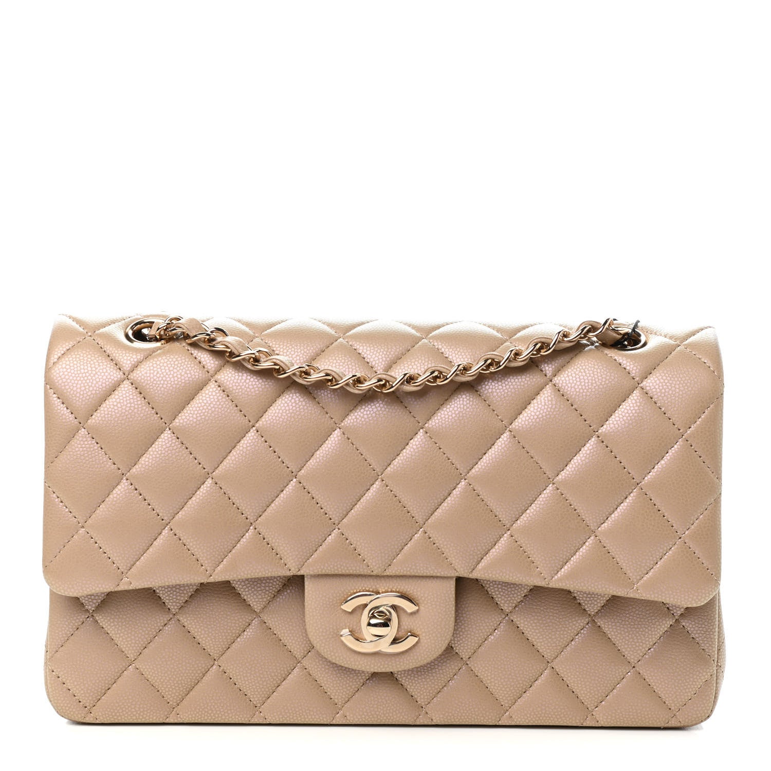 Chanel Iridescent Caviar Quilted Medium Double Flap Dark Beige 1 of 11