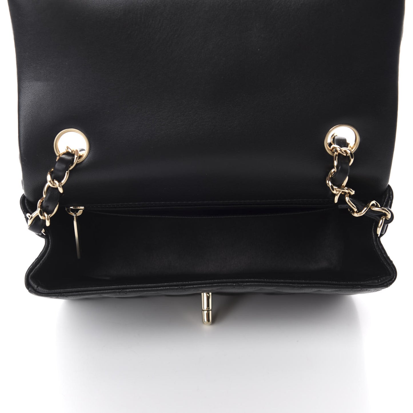 Lambskin Quilted Mini Rectangular Flap Black