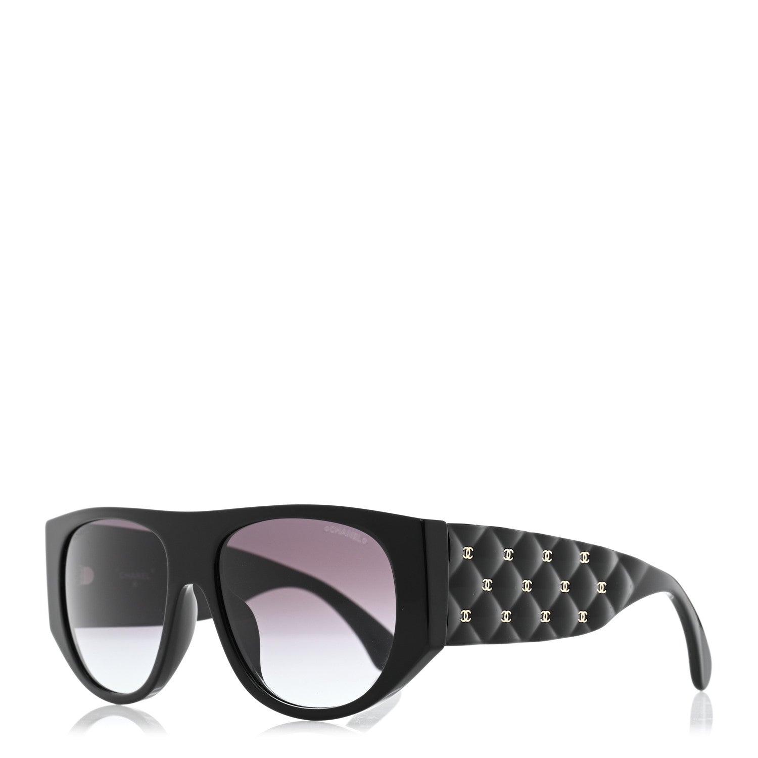 Chanel Acetate Quilted CC Pilot Sunglasses 71465 Black 1 of 8