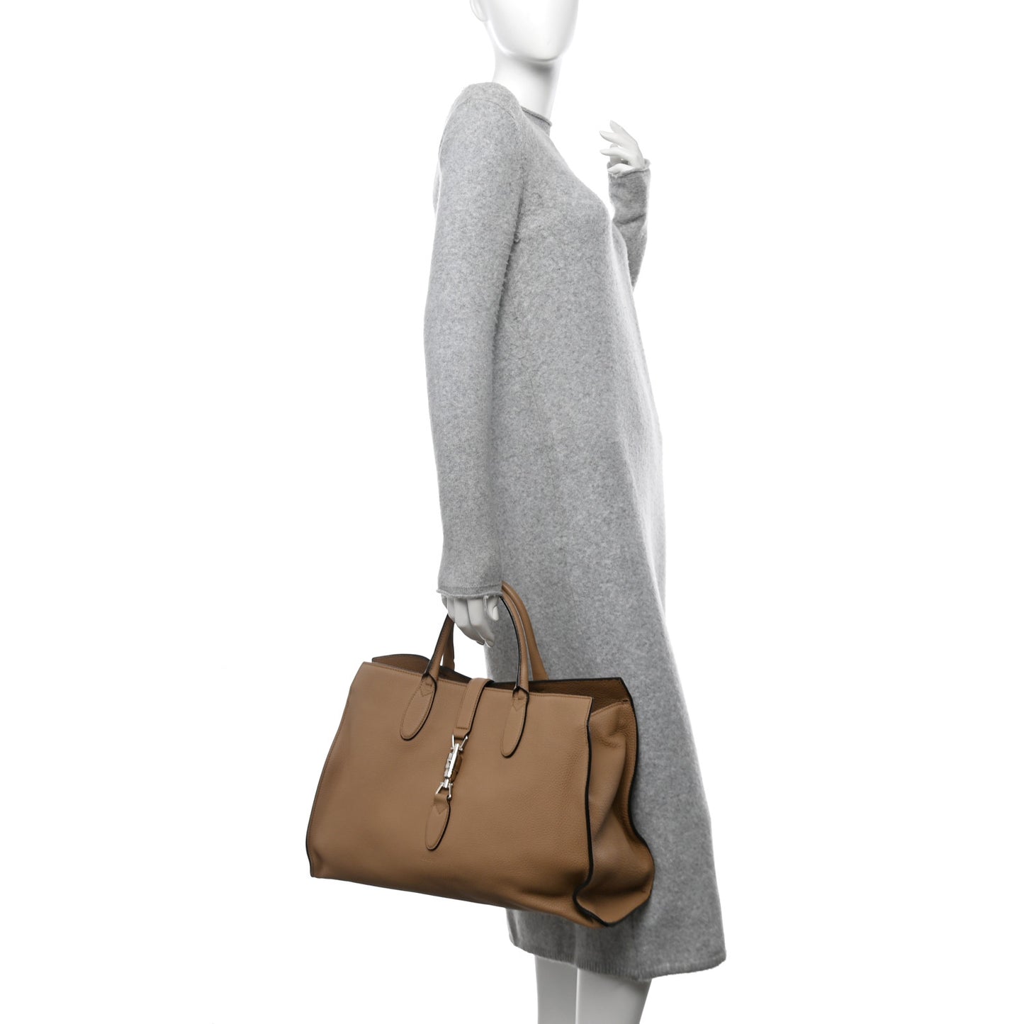 Soft Calfskin Medium Jackie Top Handle Bag Classic Camel