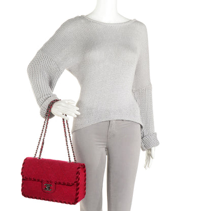 Chanel Fancy Felt Flap Dark Pink 2 of 9