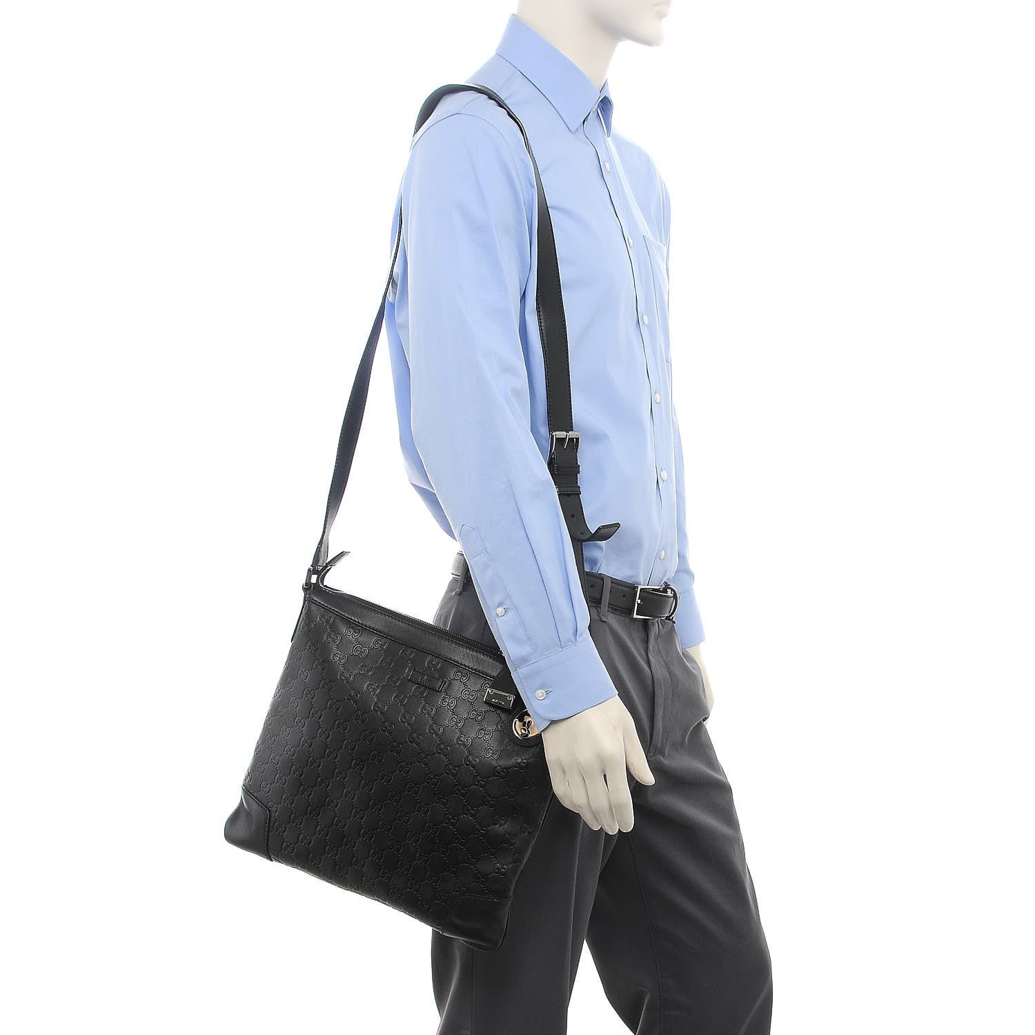 Gucci Guccissima GG Messenger Bag Black 2 of 7