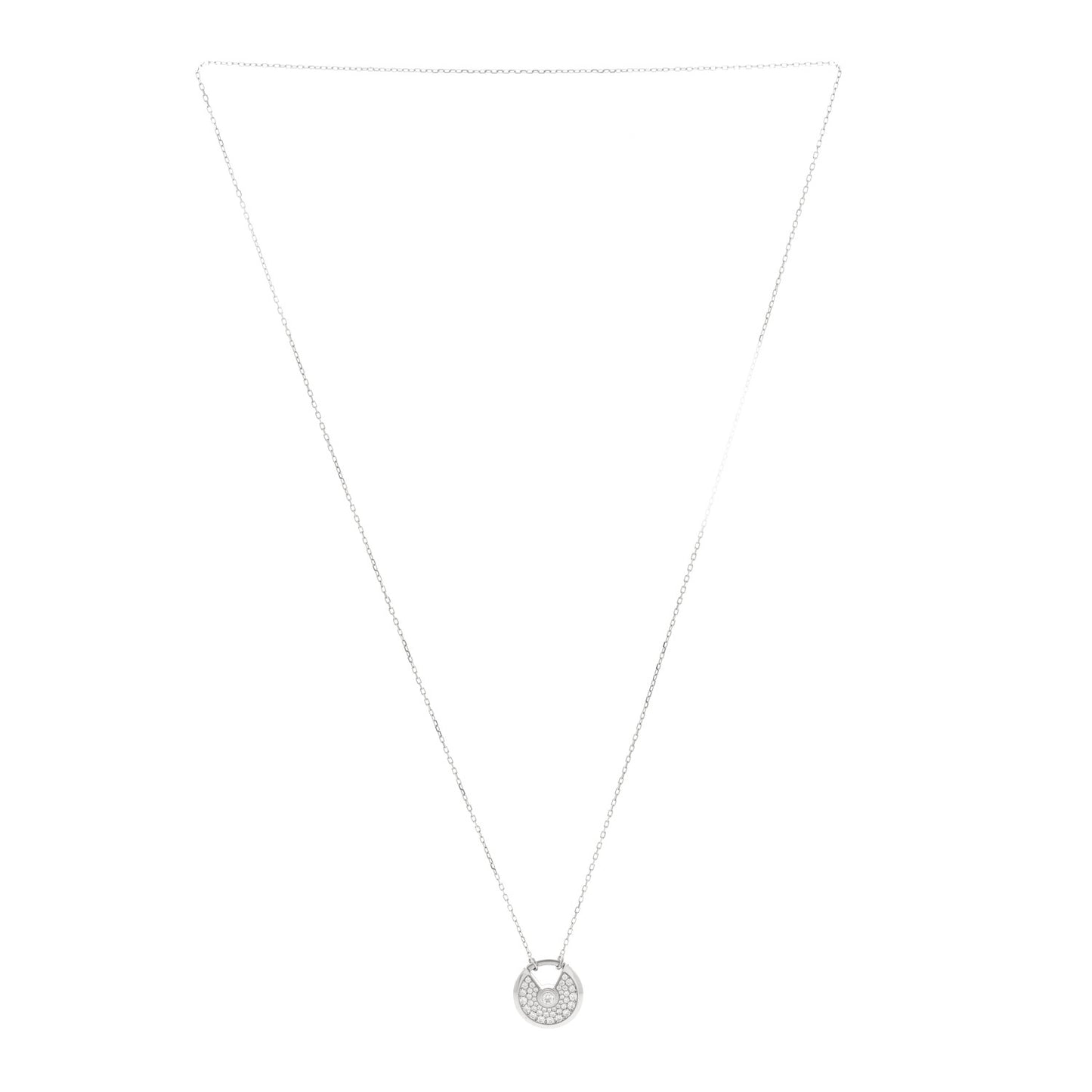 18K White Gold Diamond SM Amulette de Cartier Pendant Necklace