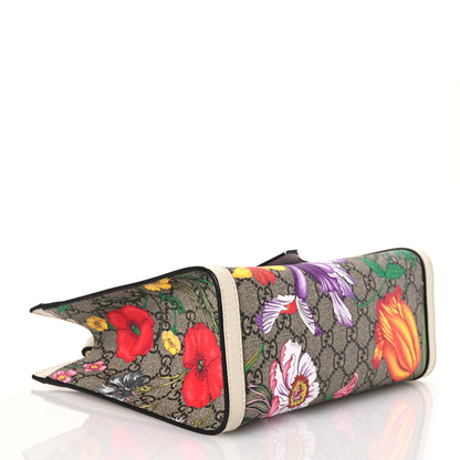 Gucci GG Supreme Monogram Flora Textured Calfskin Small Padlock Tote Beige Ebony Multicolor Mystic White 4 of 17