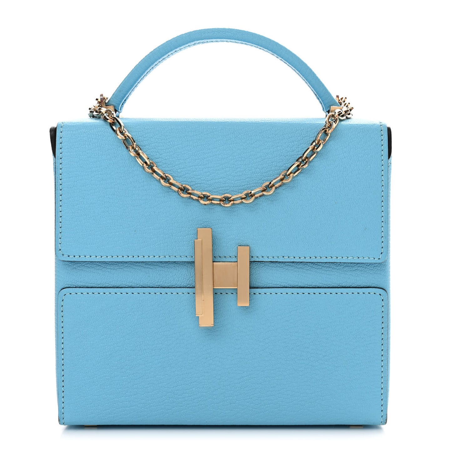 Chevre Mysore Cinhetic Boxy Top Handle Bag Bleu De Nord