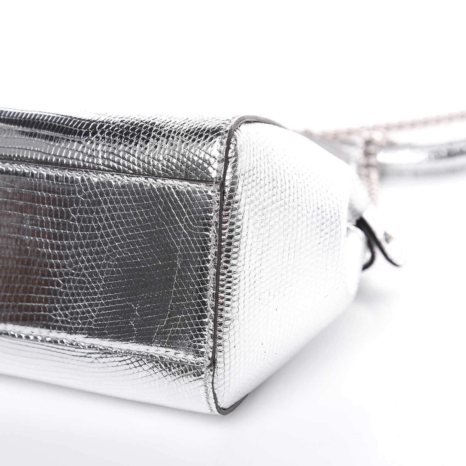 Fendi Metallic Lizard XS Peekaboo Iconic Satchel Silver 8 of 8