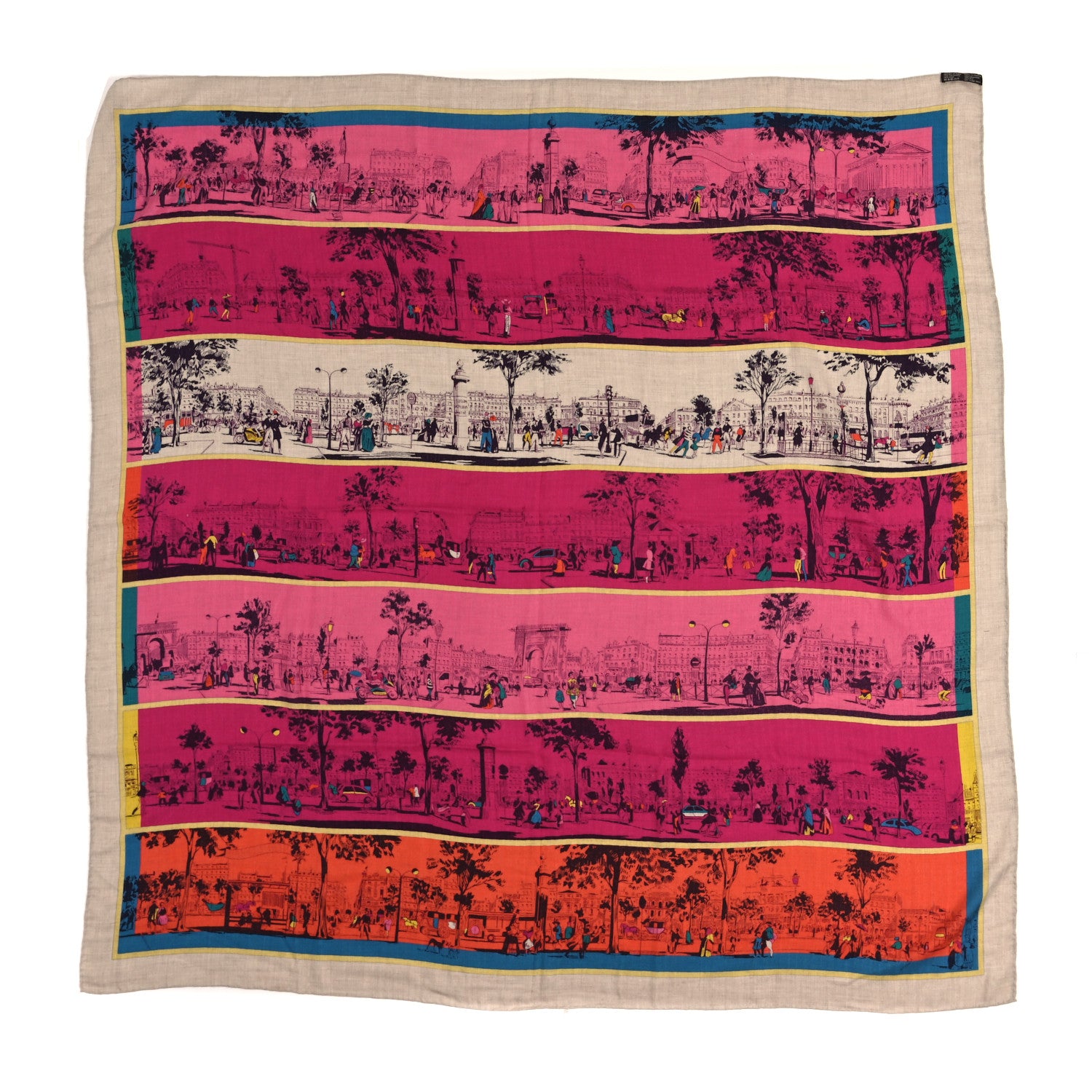 Hermes Cashmere Silk A L'Ombre des Boulevards Shawl 140 Naturel Rose Orange 1 of 3