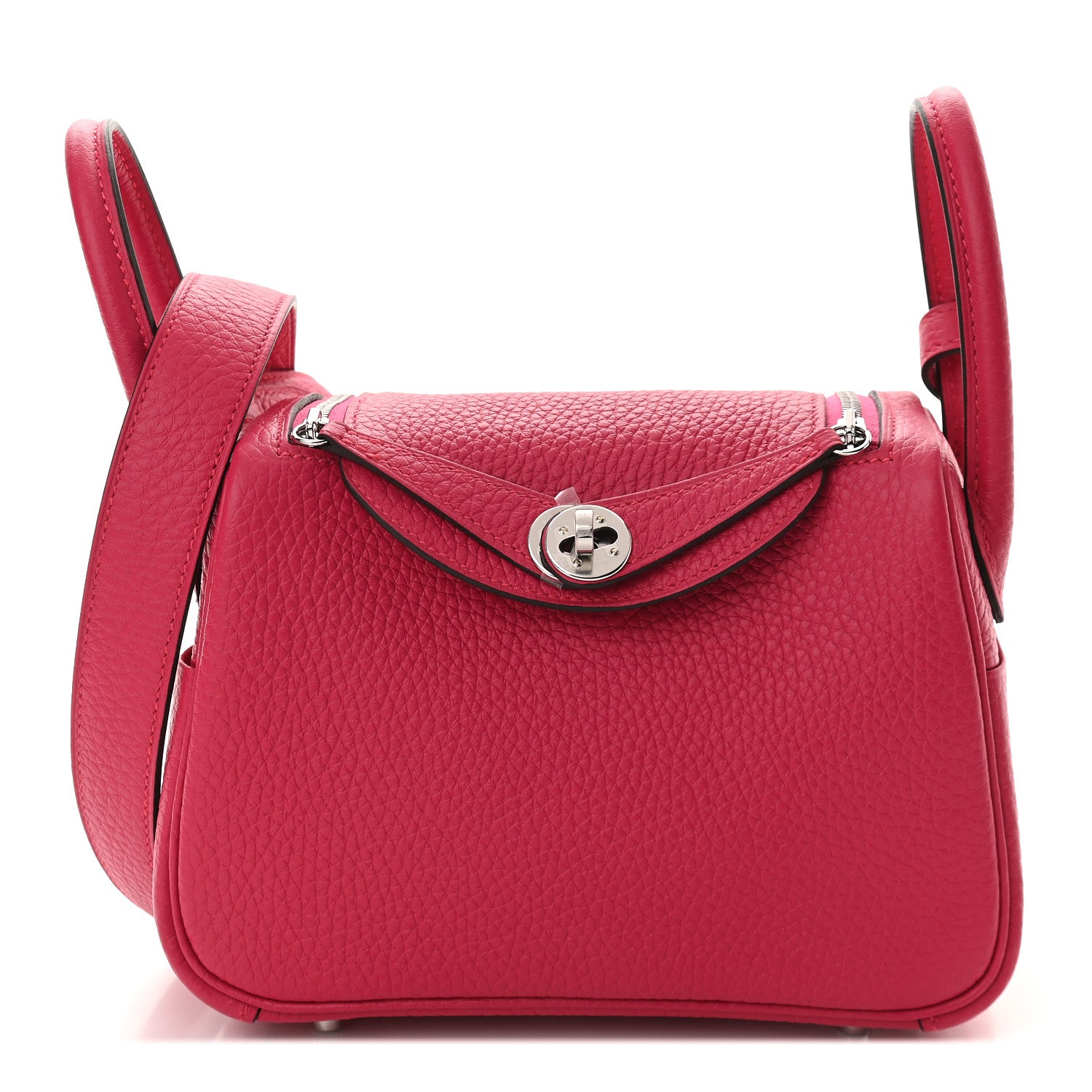 Hermes Taurillon Clemence Mini Lindy 20 Framboise 1 of 9