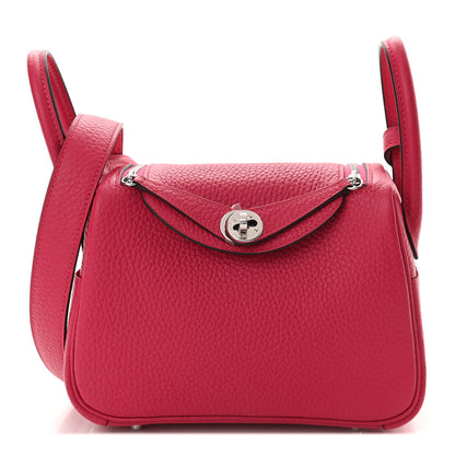 Hermes Taurillon Clemence Mini Lindy 20 Framboise 1 of 9