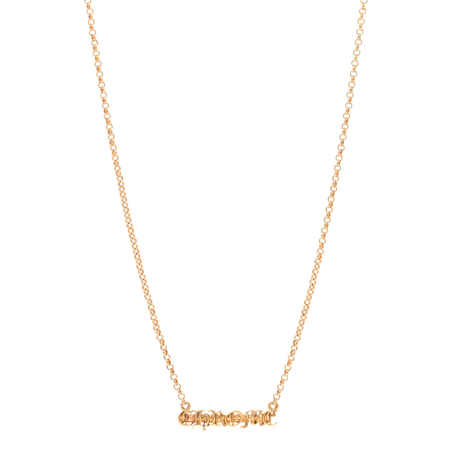 Chrome Hearts 22K Yellow Gold CHROME Script Necklace 1 of 4