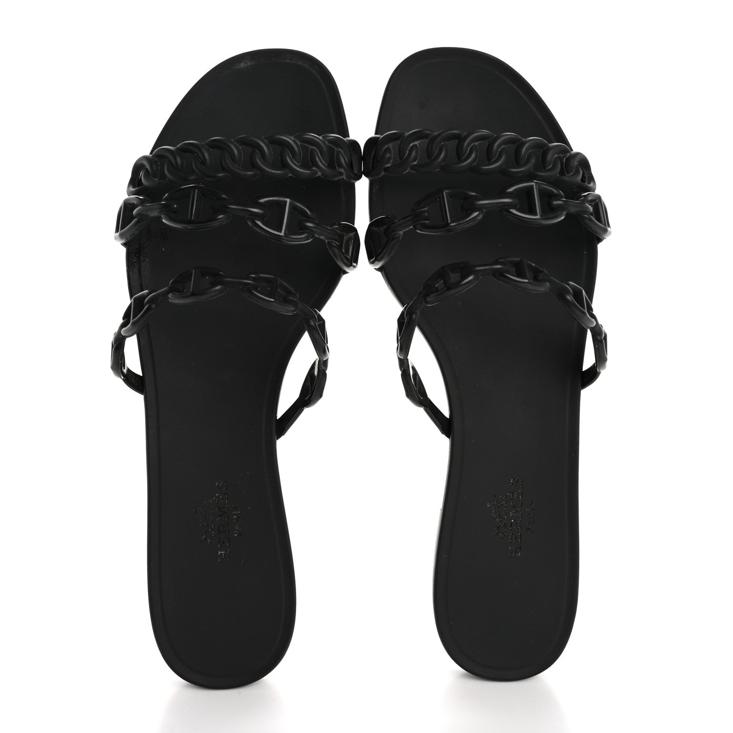 Hermes Rubber Chaine d'Ancre Rivage Sandals 36 Black 2 of 11