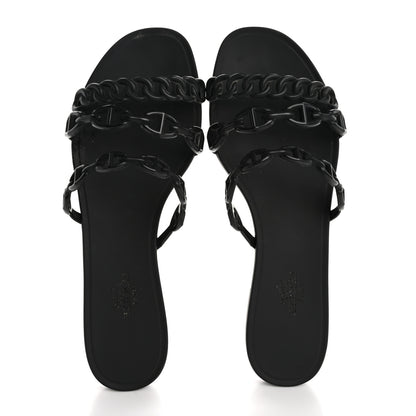 Hermes Rubber Chaine d'Ancre Rivage Sandals 36 Black 2 of 11