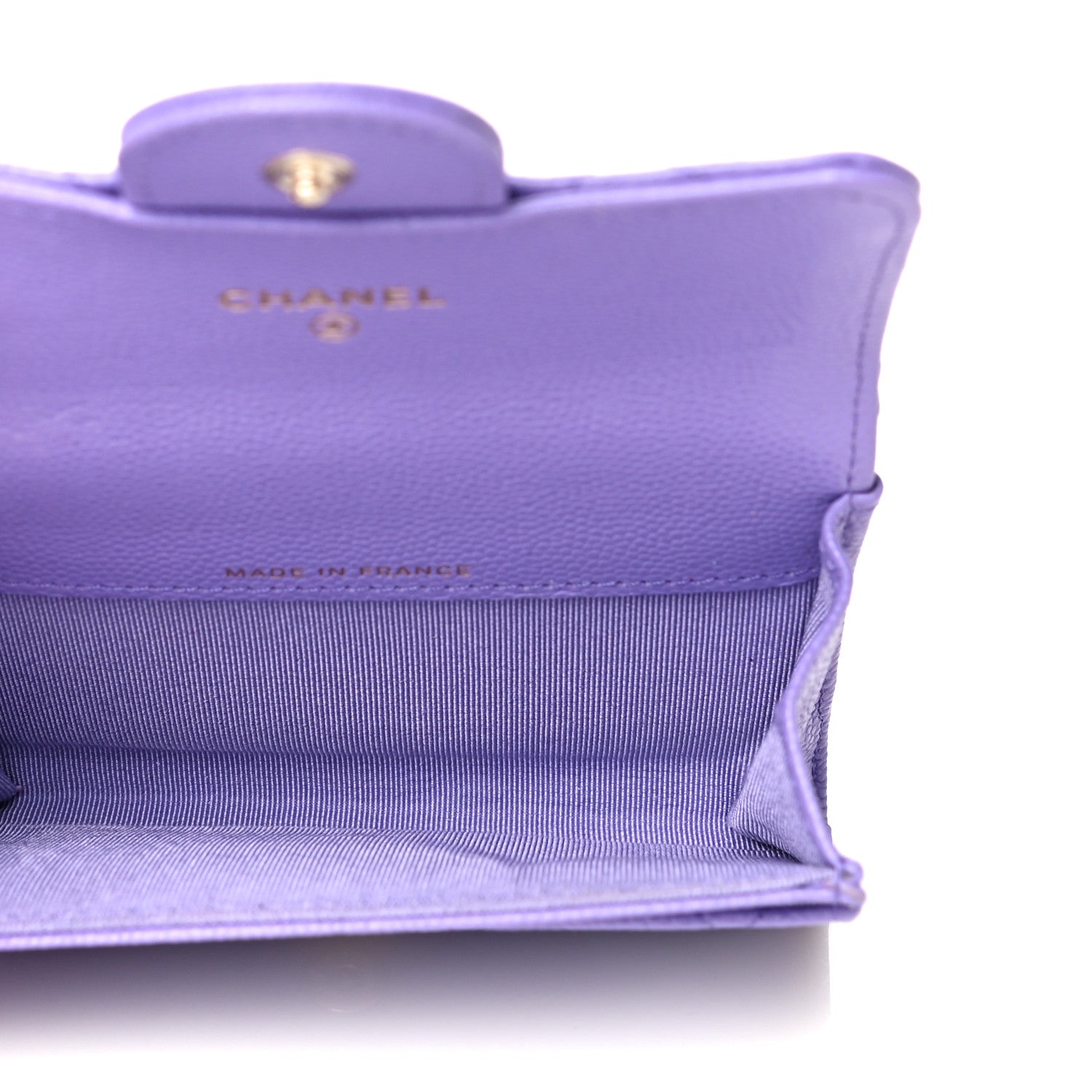 Chanel Caviar Quilted Flap Card Holder Wallet Purple 5 of 12