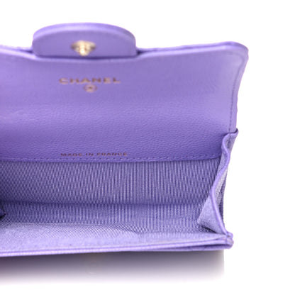Chanel Caviar Quilted Flap Card Holder Wallet Purple 5 of 12