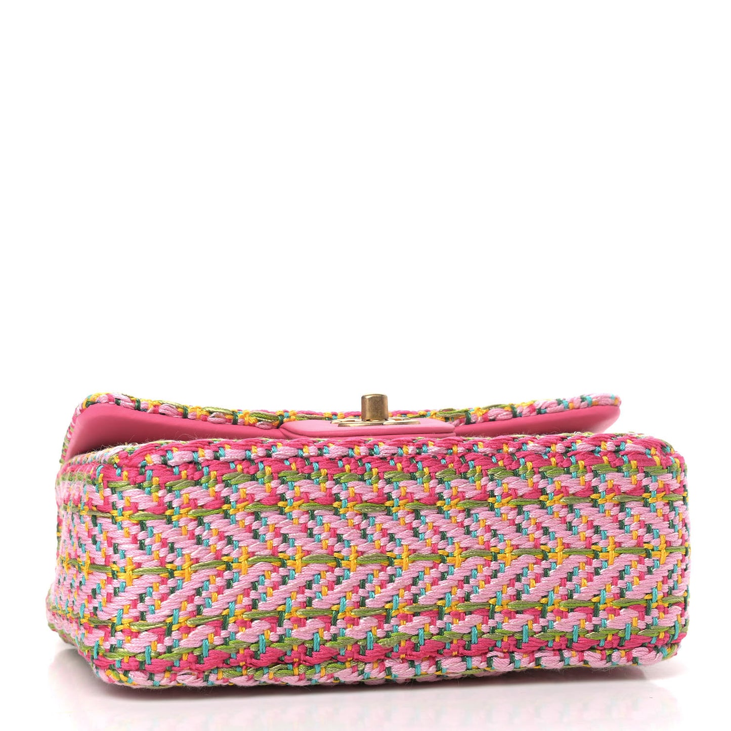 Cotton Mixed Fibers Woven Mini Rectangular Flap Pink Green