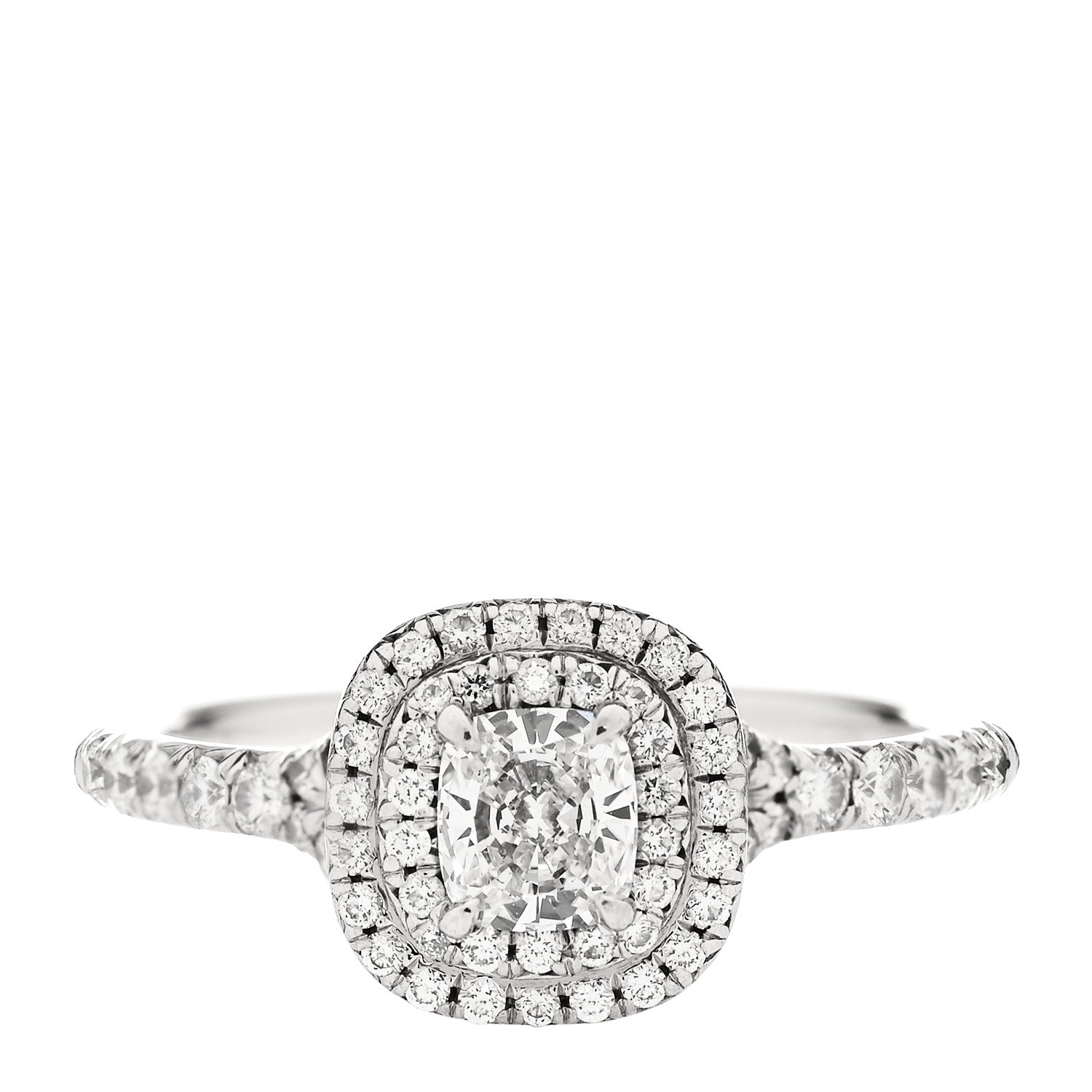 Tiffany Platinum Diamond .41ct Soleste Cushion Cut Double Halo Engagement Ring 50 5.25 1 of 7