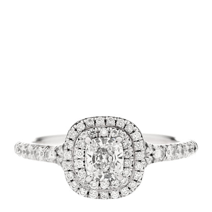 Tiffany Platinum Diamond .41ct Soleste Cushion Cut Double Halo Engagement Ring 50 5.25 1 of 7