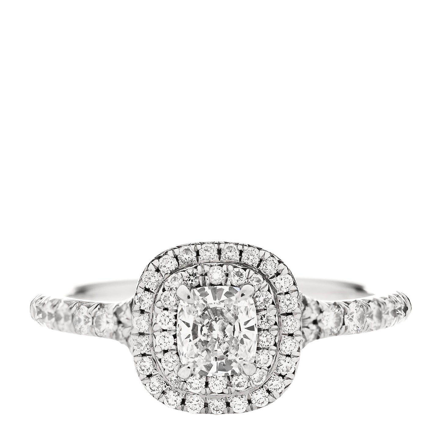 Platinum Diamond .41ct Soleste Cushion Cut Double Halo Engagement Ring 50 5.25