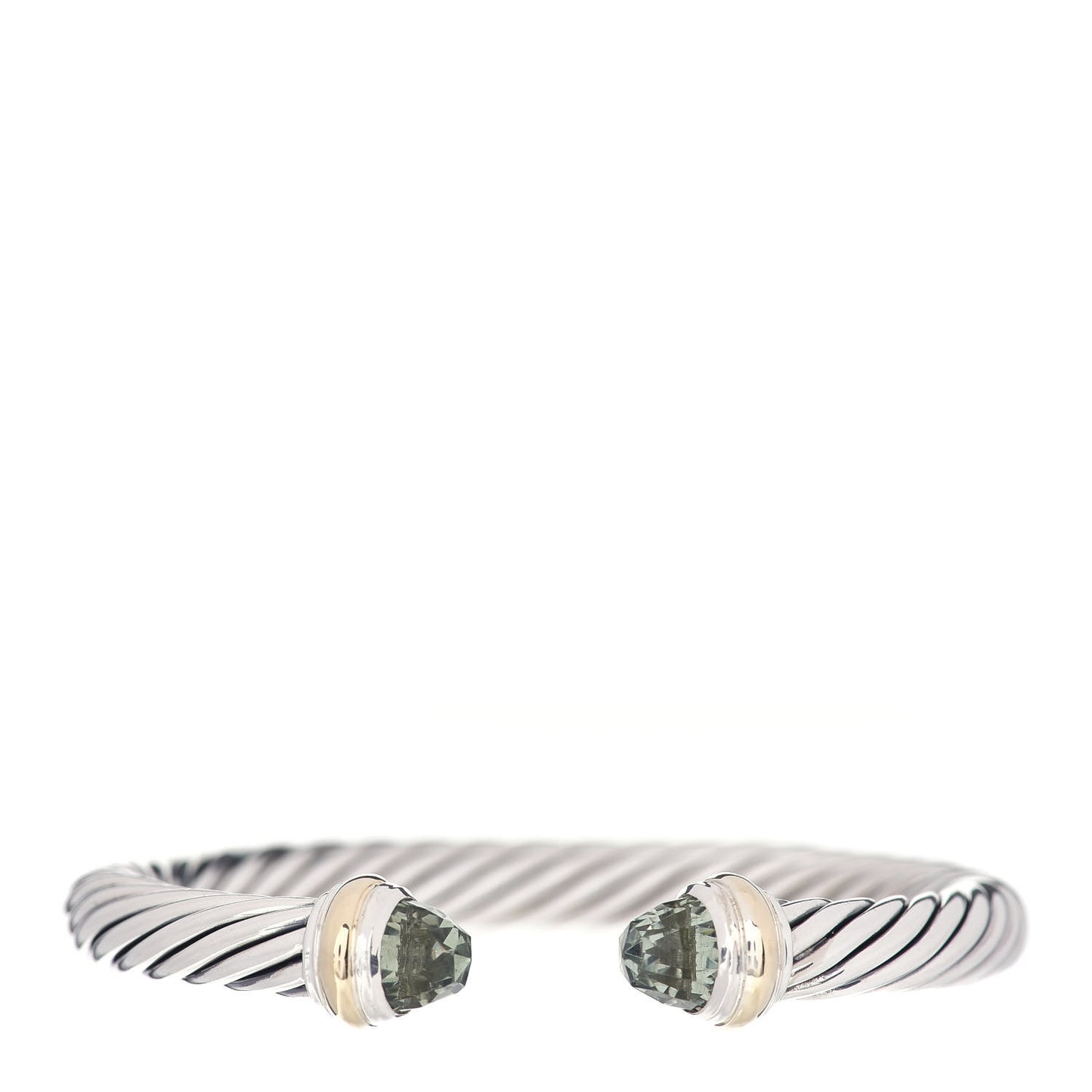 Sterling Silver 14K Yellow Gold Prasiolite 7mm Cable Classics Bracelet