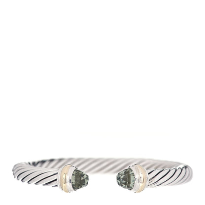 David Yurman Sterling Silver 14K Yellow Gold Prasiolite 7mm Cable Classics Bracelet 1 of 4