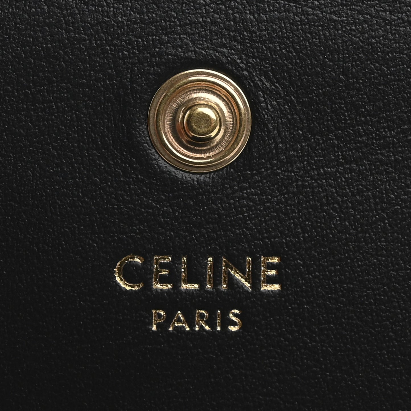 Shiny Calfskin Triomphe Compact Wallet Black