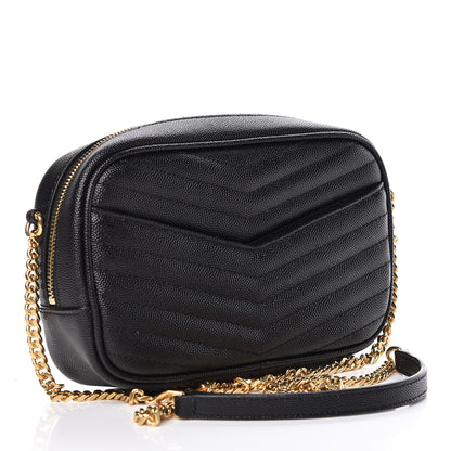 Saint Laurent Grain De Poudre Matelasse Monogram Mini Lou Camera Bag Black 3 of 9
