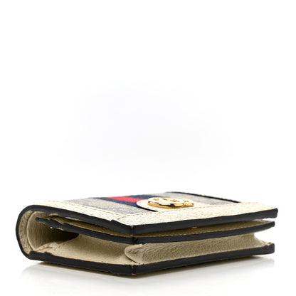 Gucci GG Supreme Monogram Textured Dollar Calfskin Web Ophidia Card Case Beige Ebony Mystic White 4 of 11