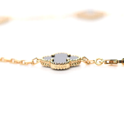 Van Cleef & Arpels 18K Yellow Gold Black Onyx 10 Motifs Vintage Alhambra Necklace 6 of 8