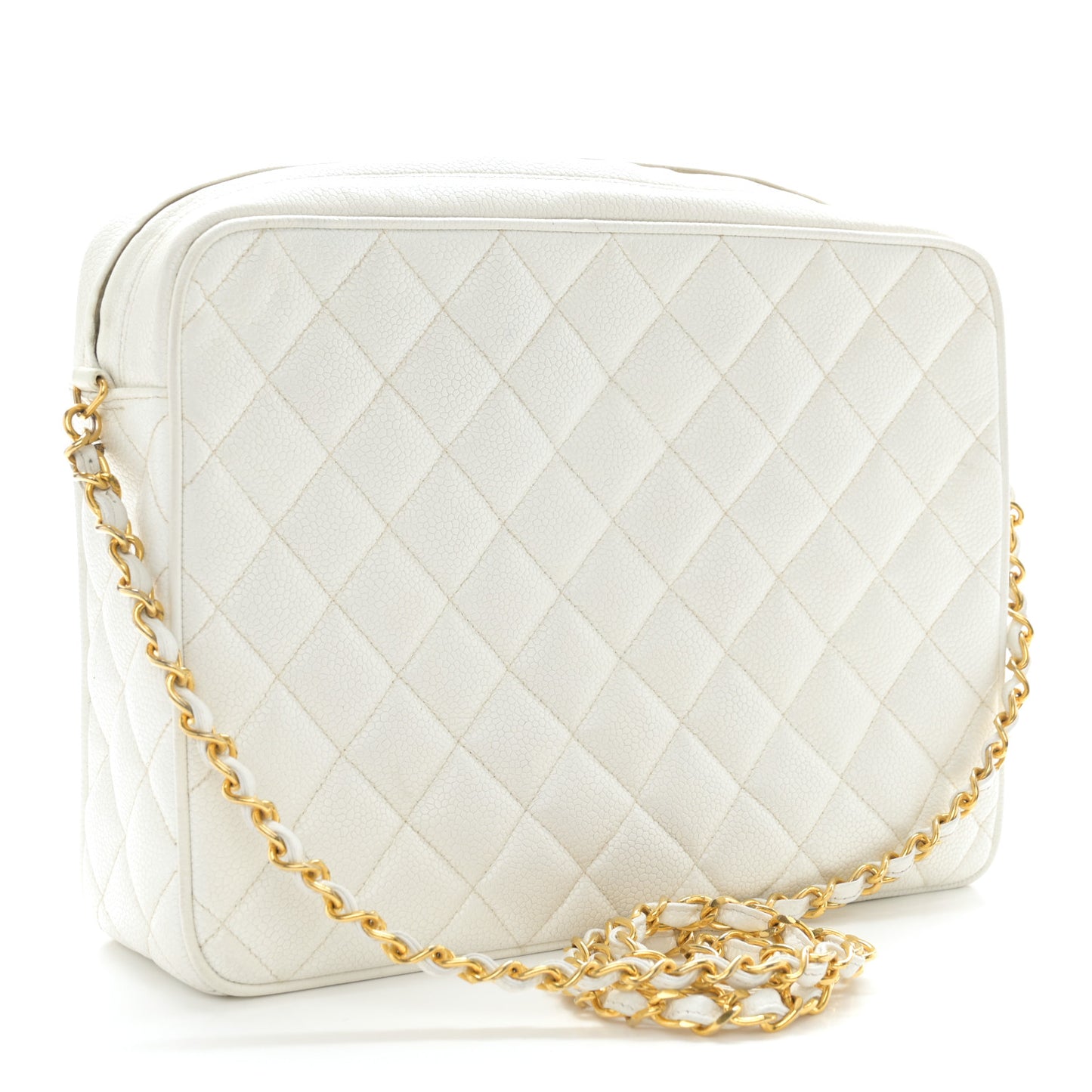 Caviar Quilted Camera Case White