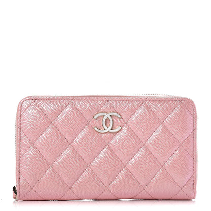 Chanel Iridescent Caviar Quilted Medium Zip Around Wallet Pink 1 of 11