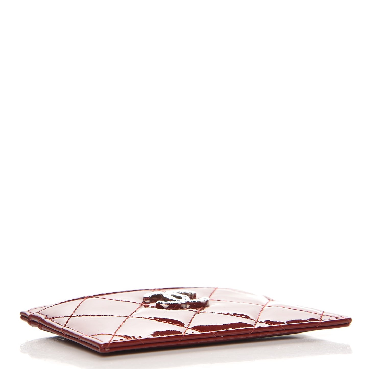 Patent Quilted Brilliant Card Holder Red