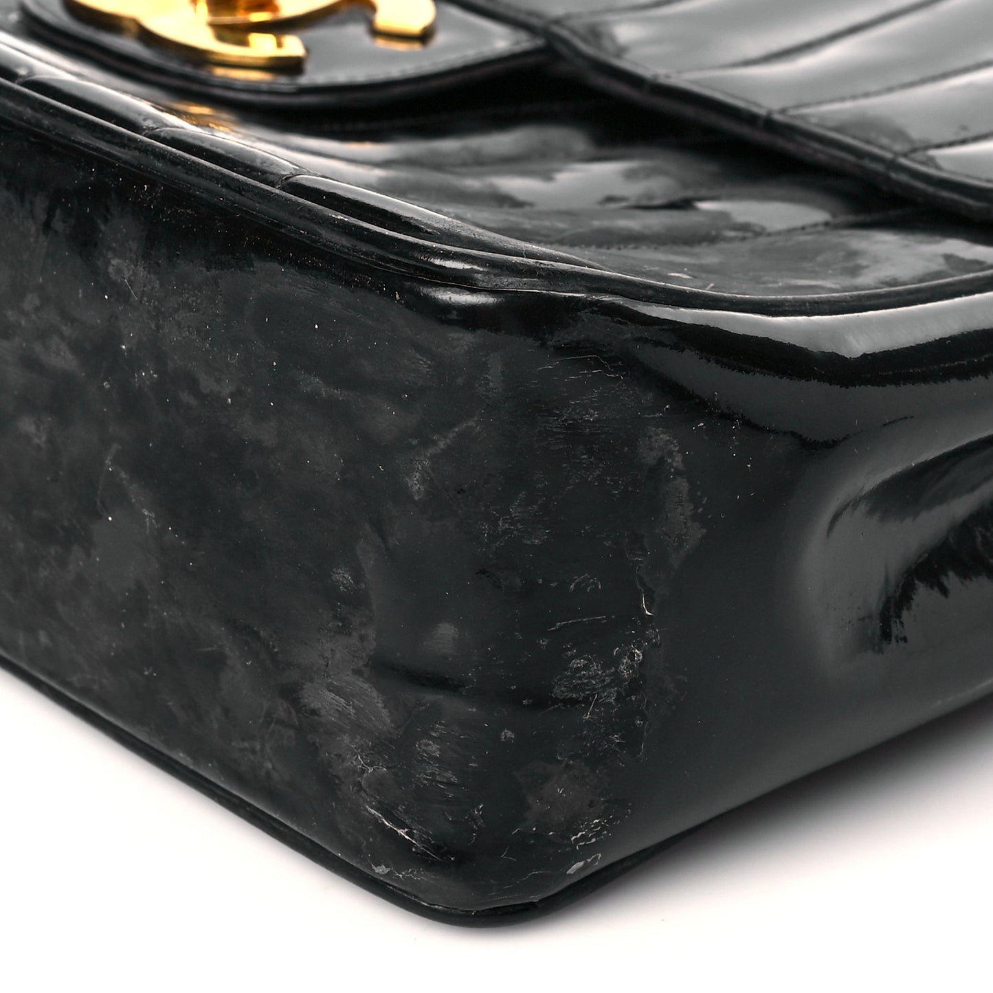 Patent Vertical Quilted Jumbo Single Flap Black