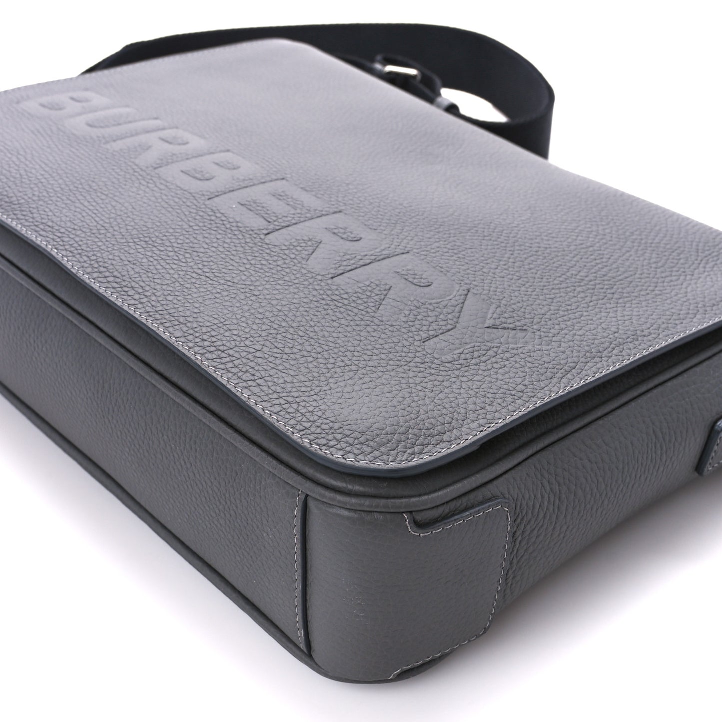 Calfskin Logo Messenger Charcoal Grey