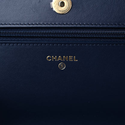 Chanel Caviar Quilted Pocket Clutch With Chain WOC Navy Blue 6 of 13