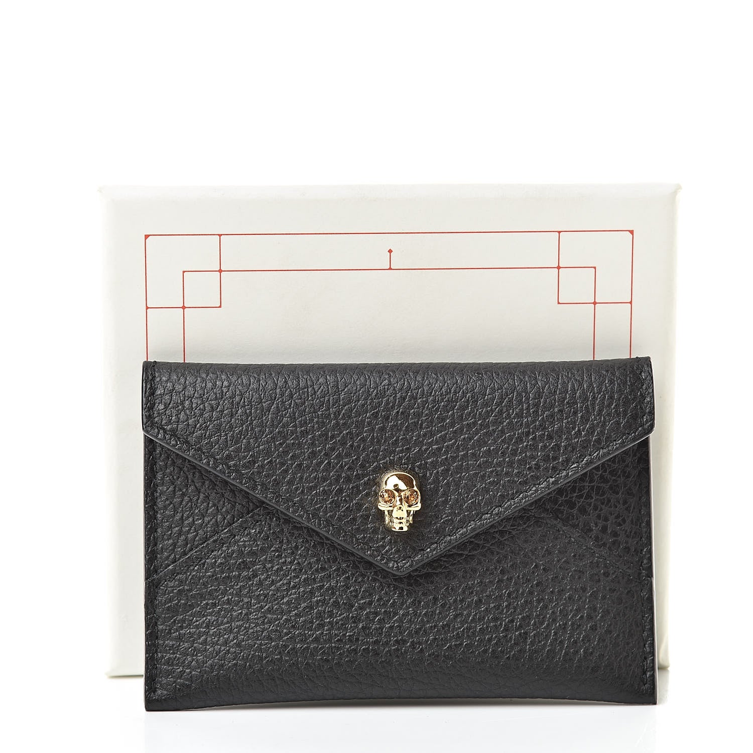 Alexander McQueen Calfskin Skull Envelope Card Holder Black 8 of 8