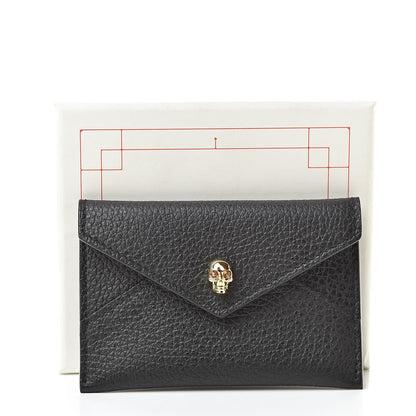 Alexander McQueen Calfskin Skull Envelope Card Holder Black 8 of 8