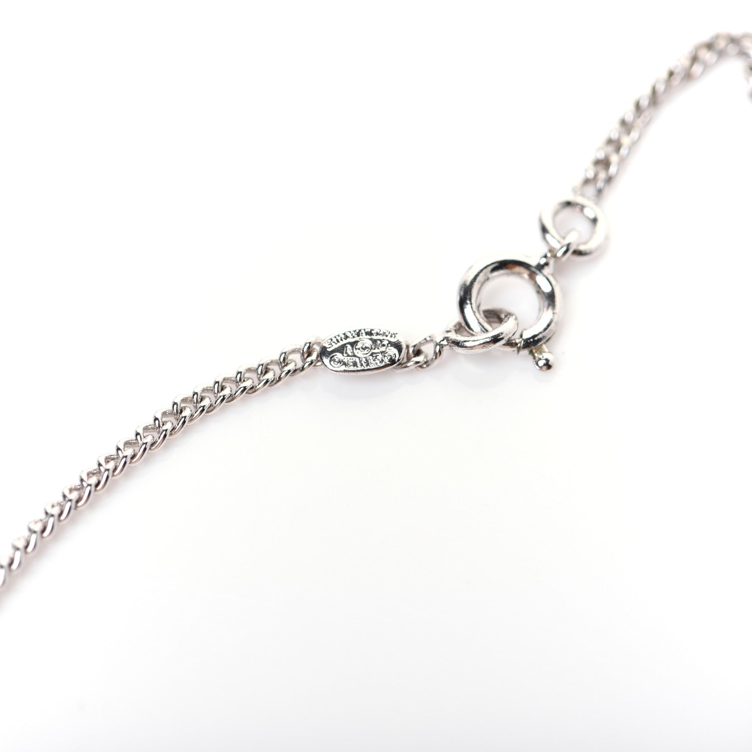 Chanel Crystal Timeless CC Necklace Silver 4 of 6