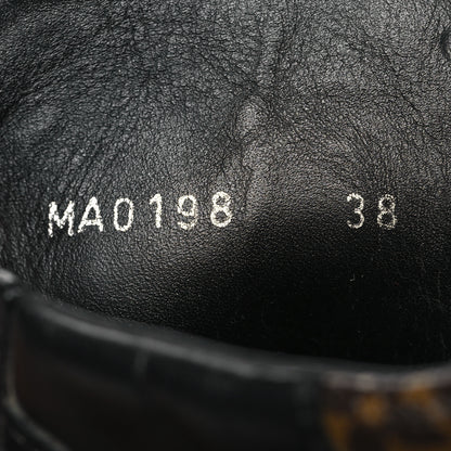 Louis Vuitton Suede Calfskin Monogram Laureate Platform Desert Boots 38 Black 8 of 9