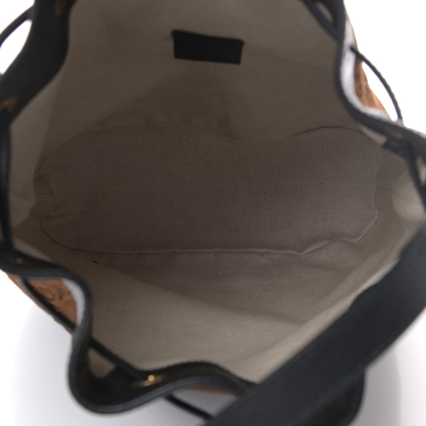 Velvet GG Monogram Textured Calfskin Web Bucket Bag Brown Black