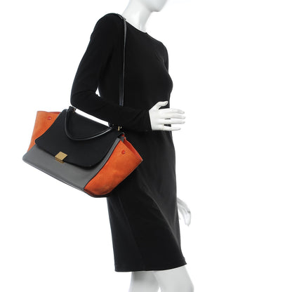 Celine Smooth Calfskin Suede Medium Tri-Color Trapeze Flamingo 2 of 23