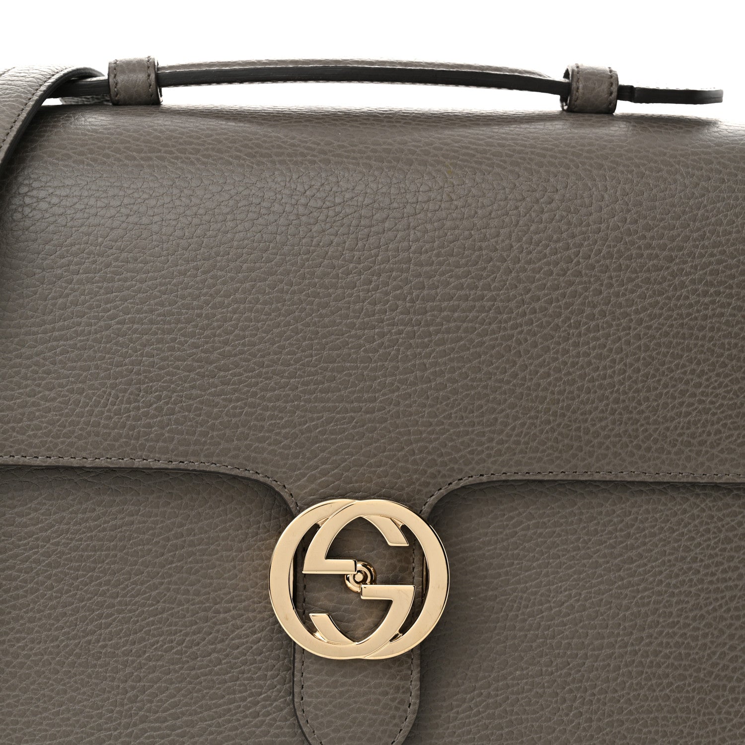 Gucci Dollar Calfskin Interlocking G Top Handle Shoulder Bag Loess 8 of 10