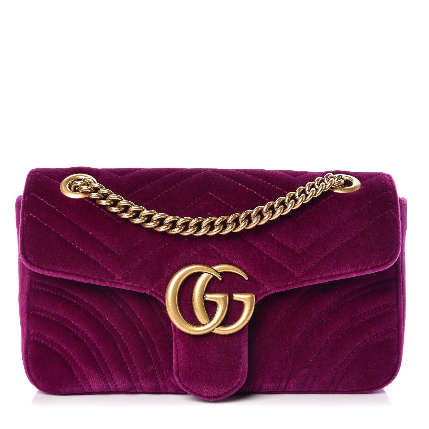 Gucci Velvet Matelasse Small GG Marmont Shoulder Bag Fuchsia Violet Cyclamen 1 of 12