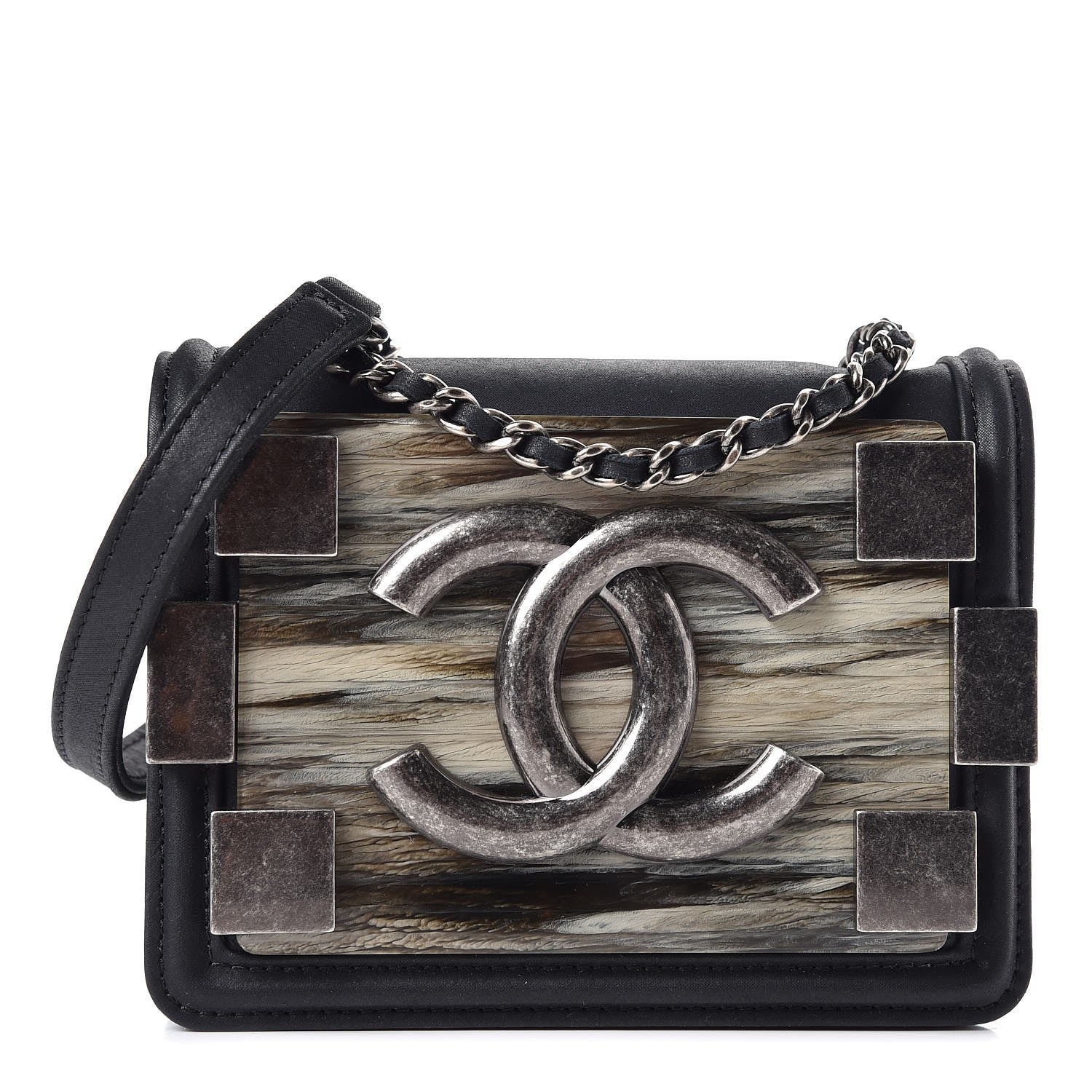 Chanel Iridescent Calfskin Marble Plexiglass Boy Brick Black 1 of 7